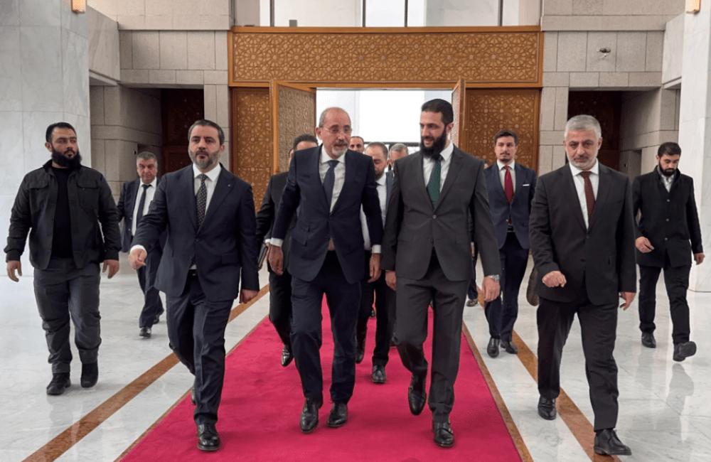 Ayman Safadi (Jordan) and Ahmed al-Sharaa alias Abu Mohammad al-Julani (Hayat Tahrir al-Sham or HTS) in Damascus in December 2024 | OPED COLUMN INTERNATIONAL | OpedColumn.News.Blog